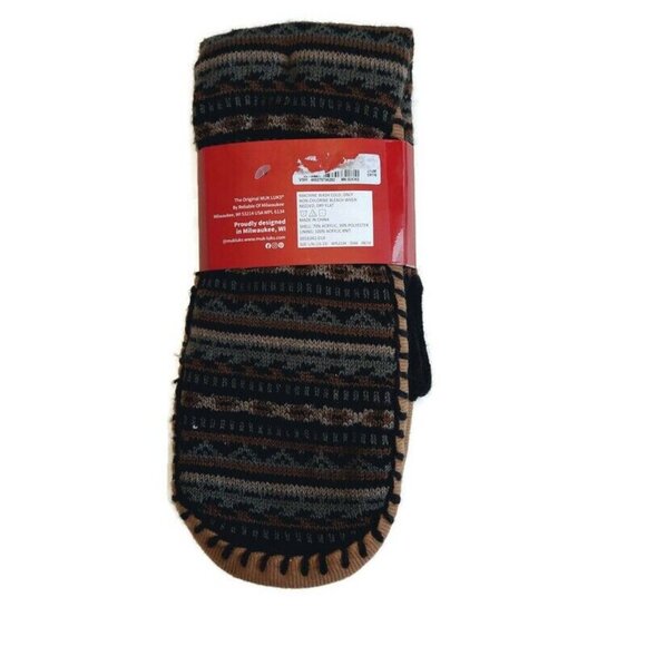 MUK LUKS Mens Slipper Socks Size L/XL Shoe Size 11/13 Brown Warm Comfortable RT - Picture 5 of 5